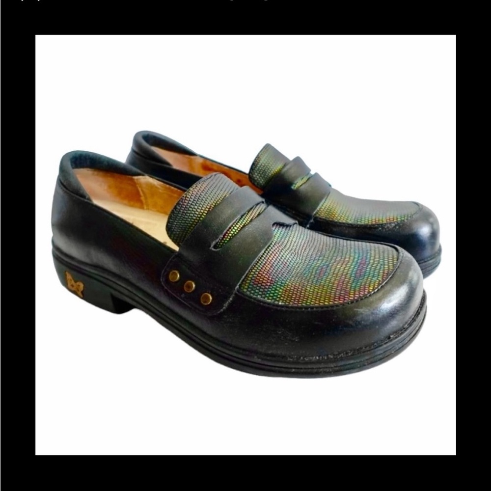 Alegria Taylor Iguana Sheen Leather Loafer Clog Shoes